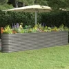 Best Plantekasse i galvaniseret stål - Højbed | Størrelse: 332x40x68 cm | Farve: Grå Plantningsbænke