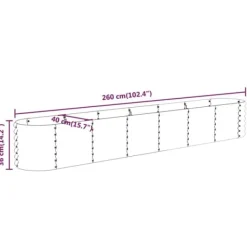 Clearance Plantekasse i galvaniseret stål - Højbed til haven | Størrelse: 260x40x36 cm | Farve: Brun Plantningsbænke