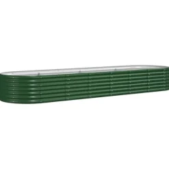 Plantningsbænke^Plantekasse i galvaniseret stål - Højbed til haven | Størrelse: 296x80x36 cm | Farve: Grøn