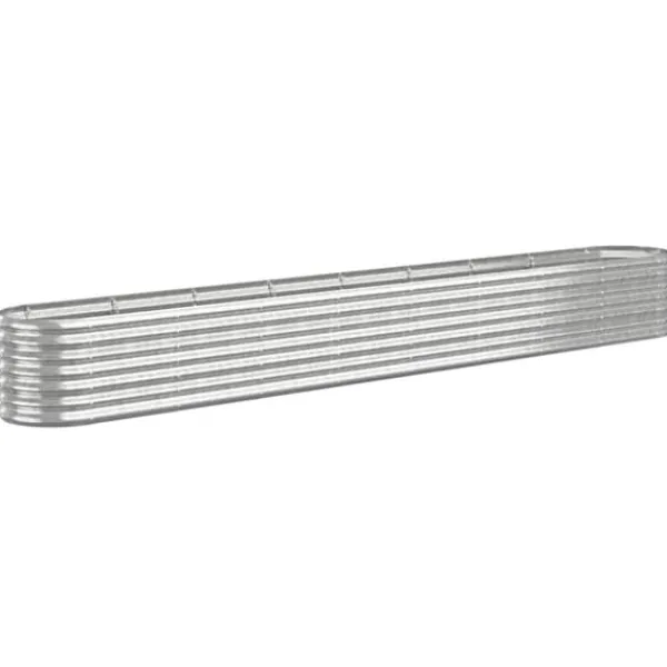 Plantningsbænke^Plantekasse i galvaniseret stål - Højbed | Størrelse: 332x40x36 cm | Farve: Sølv