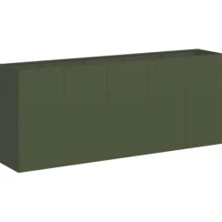 Sale Plantekasse i koldvalset stål - Stilfuld højbed til have | Farve: Olivengrøn | Størrelse: 200x40x80 cm Krukker & Plantebeholdere
