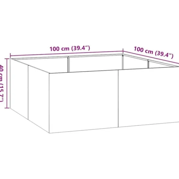 Krukker & Plantebeholdere^Plantekasse i koldvalset stål - Højbed til haver og terrasser | Størrelse: 100x100x40 cm | Farve: Hvid
