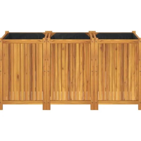 Plantningsbænke^Plantekasse i massivt akacietræ - Dekorativ med dræning | Størrelse: 150x50x75 cm