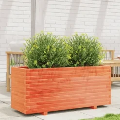 Krukker & Plantebeholdere^Plantekasse i massivt fyrretræ - Robuste blomsterkasser | Størrelse: 110x40x49,5 cm | Farve: Gyldenbrun
