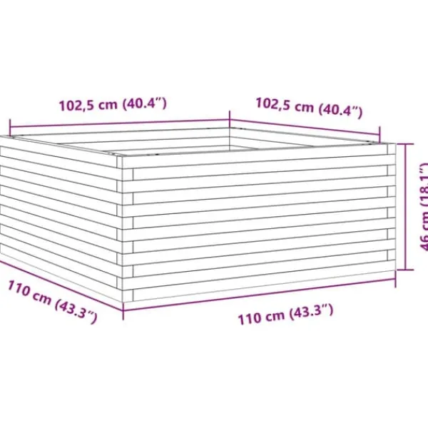 Plantningsbænke^Plantekasse i massivt fyrretræ - Rustik og holdbar | Størrelse: 110x110x46 cm
