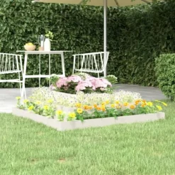 Plantningsbænke^Plantekasse i massivt fyrretræ - 3 niveauer til blomster og planter | Størrelse: 110x110x27 cm | Farve: Hvid