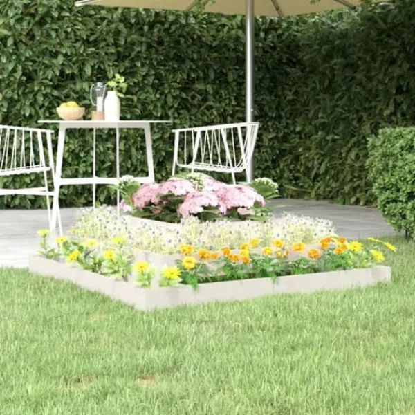 Plantningsbænke^Plantekasse i massivt fyrretræ - 3 niveauer til blomster og planter | Størrelse: 110x110x27 cm | Farve: Hvid