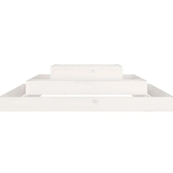 Plantningsbænke^Plantekasse i massivt fyrretræ - 3 niveauer til blomster og planter | Størrelse: 110x110x27 cm | Farve: Hvid