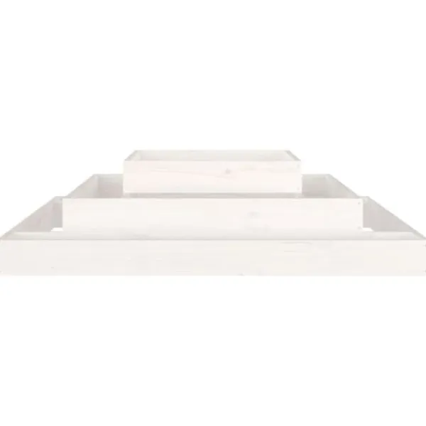 Plantningsbænke^Plantekasse i massivt fyrretræ - 3 niveauer til blomster og planter | Størrelse: 110x110x27 cm | Farve: Hvid