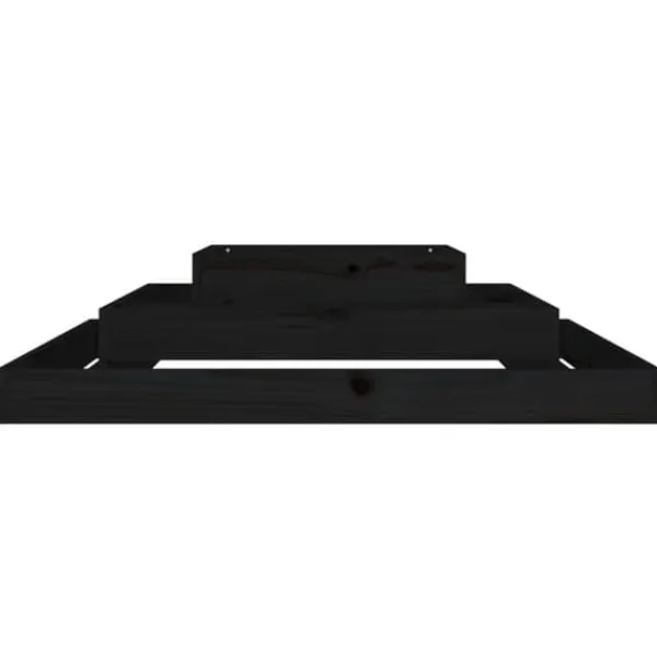 Plantningsbænke^Plantekasse i massivt fyrretræ - Blomsterkasse med 3 niveauer | Størrelse: 110x110x27 cm | Farve: Sort