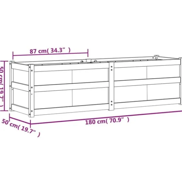 Sale Plantekasse i massivt fyrretræ - Dekorativ til have og terrasse | Størrelse: 180x50x50 cm | Farve: Hvid Plantningsbænke