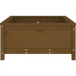New Plantekasse i massivt fyrretræ - Højbed til have & terrasse | Størrelse: 82,5x82,5x39 cm | Farve: Gyldenbrun Krukker & Plantebeholdere