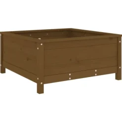 New Plantekasse i massivt fyrretræ - Højbed til have & terrasse | Størrelse: 82,5x82,5x39 cm | Farve: Gyldenbrun Krukker & Plantebeholdere