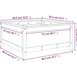 New Plantekasse i massivt fyrretræ - Højbed til have & terrasse | Størrelse: 82,5x82,5x39 cm | Farve: Gyldenbrun Krukker & Plantebeholdere