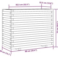 Krukker & Plantebeholdere^Plantekasse i massivt fyrretræ - Dekorativ havekasse | Størrelse: 90x40x72 cm | Farve: Gyldenbrun