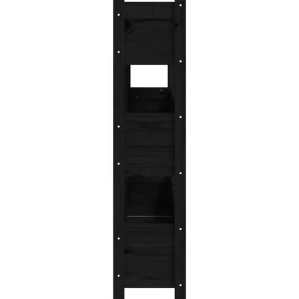 Discount Plantekasse i massivt fyrretræ - Dekorativ til altaner | Størrelse: 112x25x104,5 cm | Farve: Sort Plantningsbænke
