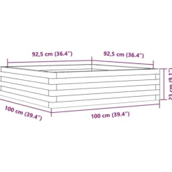 Best Plantekasse i massivt fyrretræ - Dybde 100 cm | Farve: Hvid | Størrelse: 100x100x23 cm Plantningsbænke