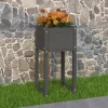 Plantningsbænke^Plantekasse i massivt fyrretræ - Dekorativ blomsterkasse | Størrelse: 40x40x81 cm | Farve: Grå