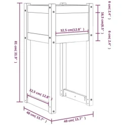 Plantningsbænke^Plantekasse i massivt fyrretræ - Dekorativ blomsterkasse | Størrelse: 40x40x81 cm | Farve: Grå