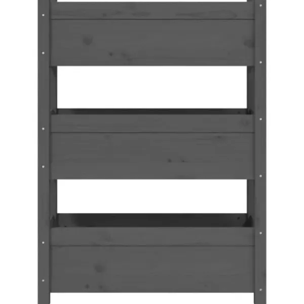 Plantningsbænke^Plantekasse i massivt fyrretræ - Dekorativ blomsterkasse | Størrelse: 77x25x104,5 cm | Farve: Grå