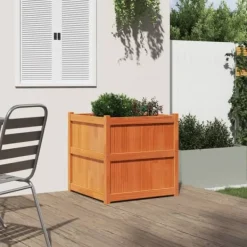Best Plantekasse i massivt fyrretræ - Dekorativ haveboks | Størrelse: 70x70x70 cm | Farve: Gyldenbrun Krukker & Plantebeholdere