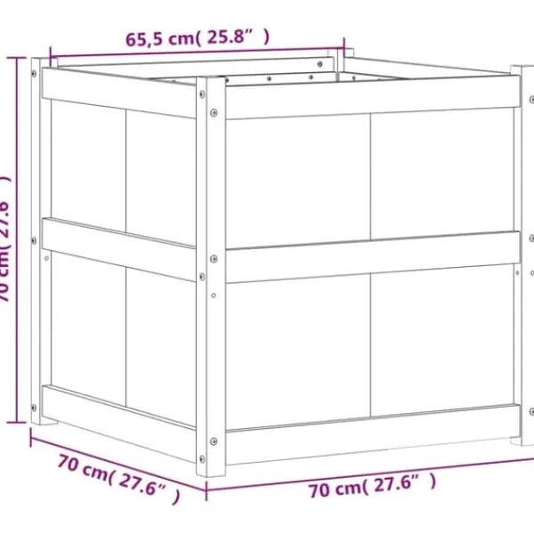 Best Plantekasse i massivt fyrretræ - Dekorativ haveboks | Størrelse: 70x70x70 cm | Farve: Gyldenbrun Krukker & Plantebeholdere