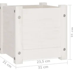 Krukker & Plantebeholdere^Plantekasse i massivt fyrretræ - Ideel til planter og blomster | Størrelse: 31x31x31 cm | Farve: Hvid
