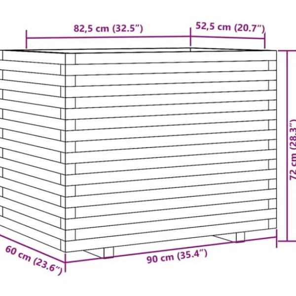 Best Plantekasse i massivt fyrretræ - Dekorativ havekasse | Størrelse: 90x60x72 cm | Farve: Hvid Krukker & Plantebeholdere