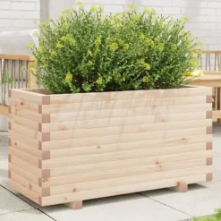 Online Plantekasse i massivt fyrretræ - Robust design til blomster | Størrelse: 90x40x49,5 cm Plantningsbænke