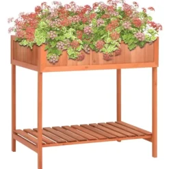 Best Plantekasse i massivt grantræ - Hævet 80x60x80 cm | Farve: Natur | Størrelse: 80x60x80 cm Plantningsbænke