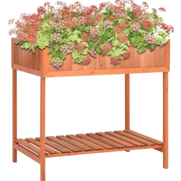 Best Plantekasse i massivt grantræ - Hævet 80x60x80 cm | Farve: Natur | Størrelse: 80x60x80 cm Plantningsbænke