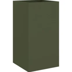 Krukker & Plantebeholdere^Plantekasse i stål - Holdbar og dekorativ til haven | Farve: Olivengrøn | Størrelse: 42x38x75 cm