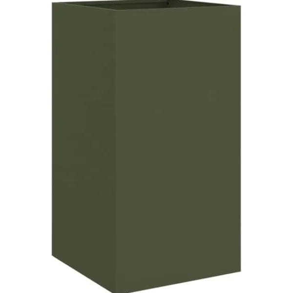 Krukker & Plantebeholdere^Plantekasse i stål - Holdbar og dekorativ til haven | Farve: Olivengrøn | Størrelse: 42x38x75 cm