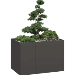 Krukker & Plantebeholdere^Plantekasse i stål 120x80x80 cm - Højbed til have og terrasse | Farve: Sort