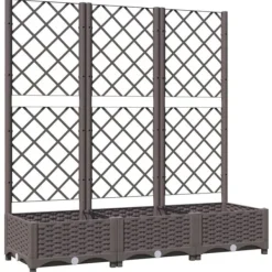 Clearance Plantekasse med espalier - Velegnet til udendørs brug | Størrelse: 120x40x121,5 cm | Farve: Brun Plantningsbænke