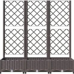 Clearance Plantekasse med espalier - Velegnet til udendørs brug | Størrelse: 120x40x121,5 cm | Farve: Brun Plantningsbænke