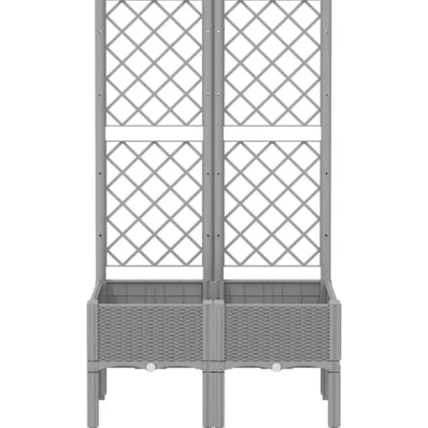 Best Plantekasse med espalier - Klatreplante støtte | Størrelse: 80x40x142 cm | Farve: Lysegrå Krukker & Plantebeholdere