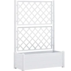 Outlet Plantekasse med espalier - Højbed til blomster og planter | Farve: Hvid | Størrelse: 100x43x142 cm Krukker & Plantebeholdere