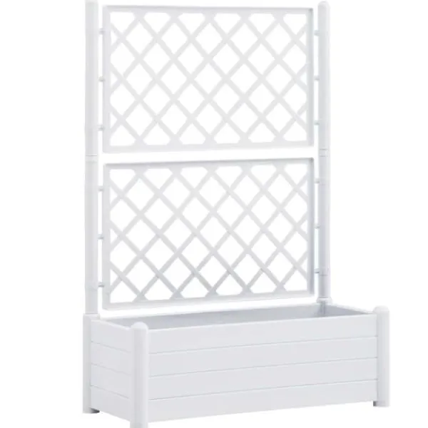 Outlet Plantekasse med espalier - Højbed til blomster og planter | Farve: Hvid | Størrelse: 100x43x142 cm Krukker & Plantebeholdere