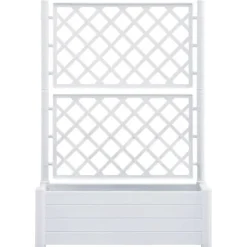 Outlet Plantekasse med espalier - Højbed til blomster og planter | Farve: Hvid | Størrelse: 100x43x142 cm Krukker & Plantebeholdere
