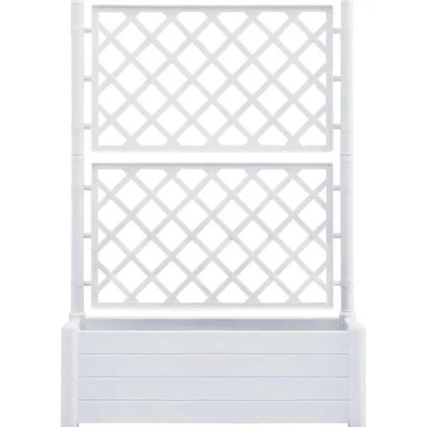 Outlet Plantekasse med espalier - Højbed til blomster og planter | Farve: Hvid | Størrelse: 100x43x142 cm Krukker & Plantebeholdere