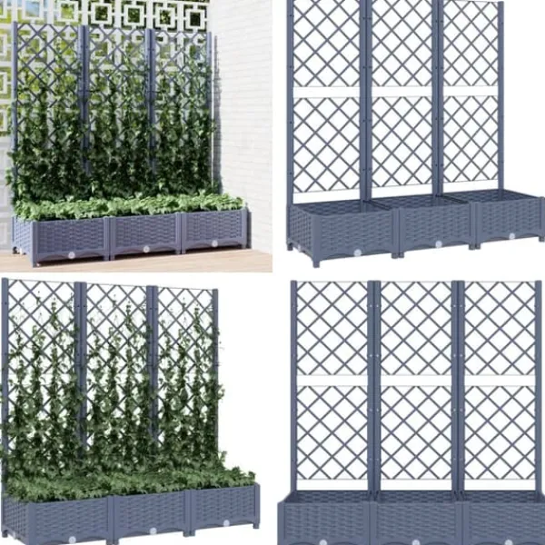 Outlet Plantekasse med espalier 120x40x121,5 cm PP mørkegrå - Plantekasse - Plantekasser - Home & Living Krukker & Plantebeholdere