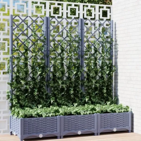 Outlet Plantekasse med espalier 120x40x121,5 cm PP mørkegrå - Plantekasse - Plantekasser - Home & Living Krukker & Plantebeholdere