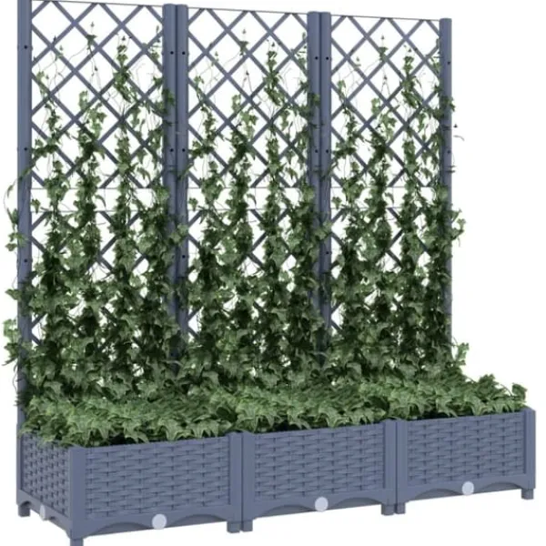 Outlet Plantekasse med espalier 120x40x121,5 cm PP mørkegrå - Plantekasse - Plantekasser - Home & Living Krukker & Plantebeholdere