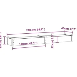 Discount Plantekasse med foring i fyrretræ - Højbed | Størrelse: 240x45x25 cm | Farve: Grå Plantningsbænke