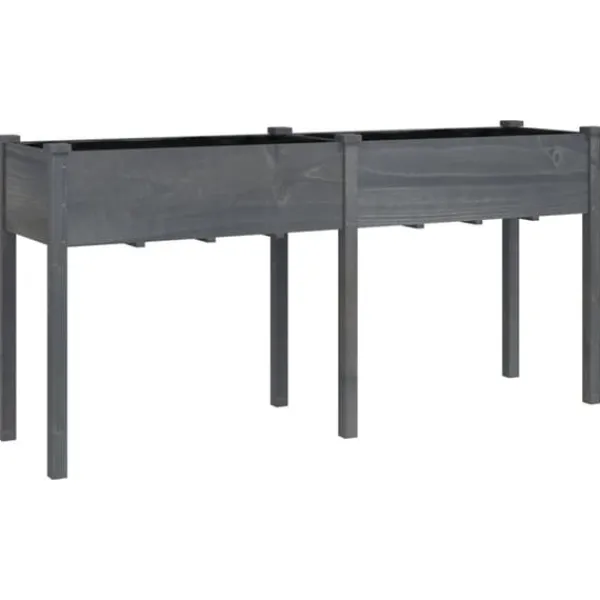 Sale Plantekasse med foring 161x45x76 cm - Massivt fyrretræ | Farve: Grå Plantningsbænke
