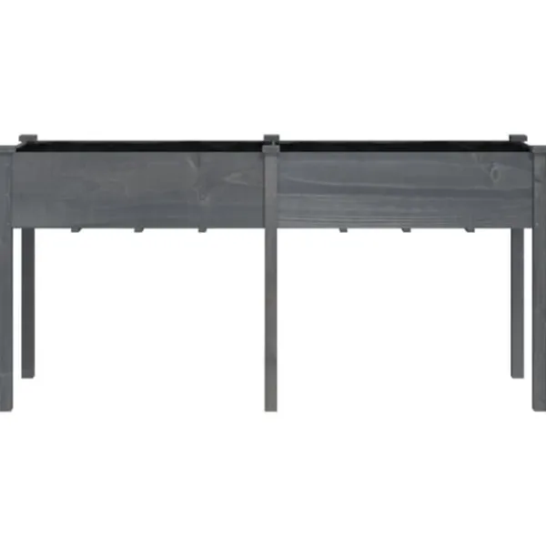 Sale Plantekasse med foring 161x45x76 cm - Massivt fyrretræ | Farve: Grå Plantningsbænke