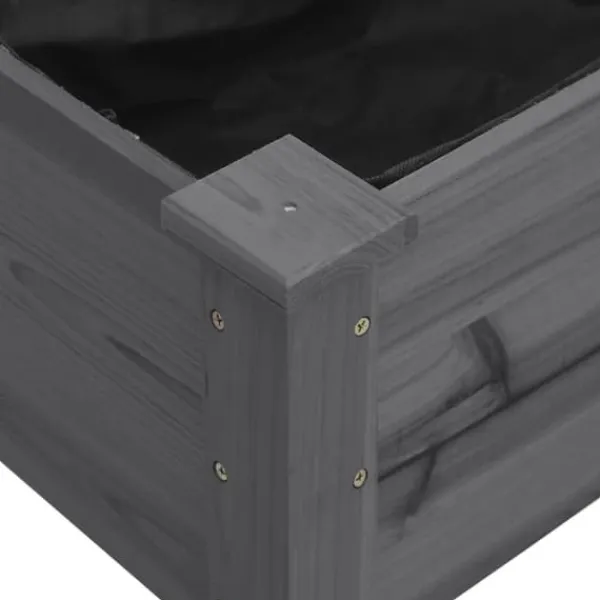 Sale Plantekasse med foring 161x45x76 cm - Massivt fyrretræ | Farve: Grå Plantningsbænke