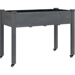 Outlet Plantekasse med foring 118x59x80 cm massivt fyrretræ grå - Plantekasse - Plantekasser - Home & Living Krukker & Plantebeholdere