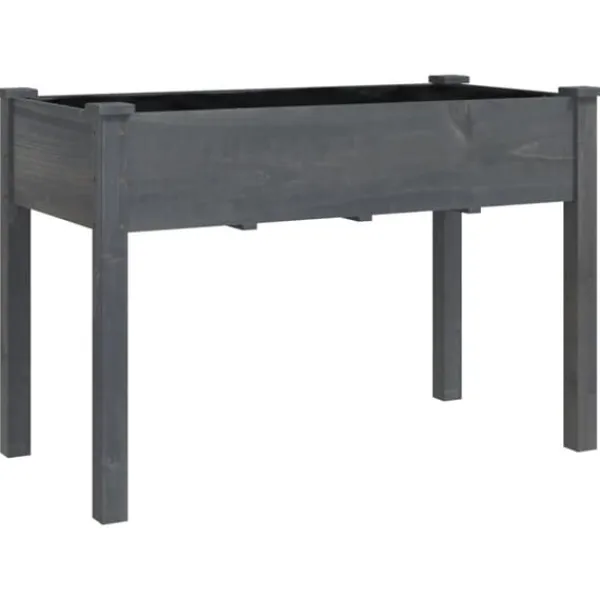 Outlet Plantekasse med foring 118x59x80 cm massivt fyrretræ grå - Plantekasse - Plantekasser - Home & Living Krukker & Plantebeholdere